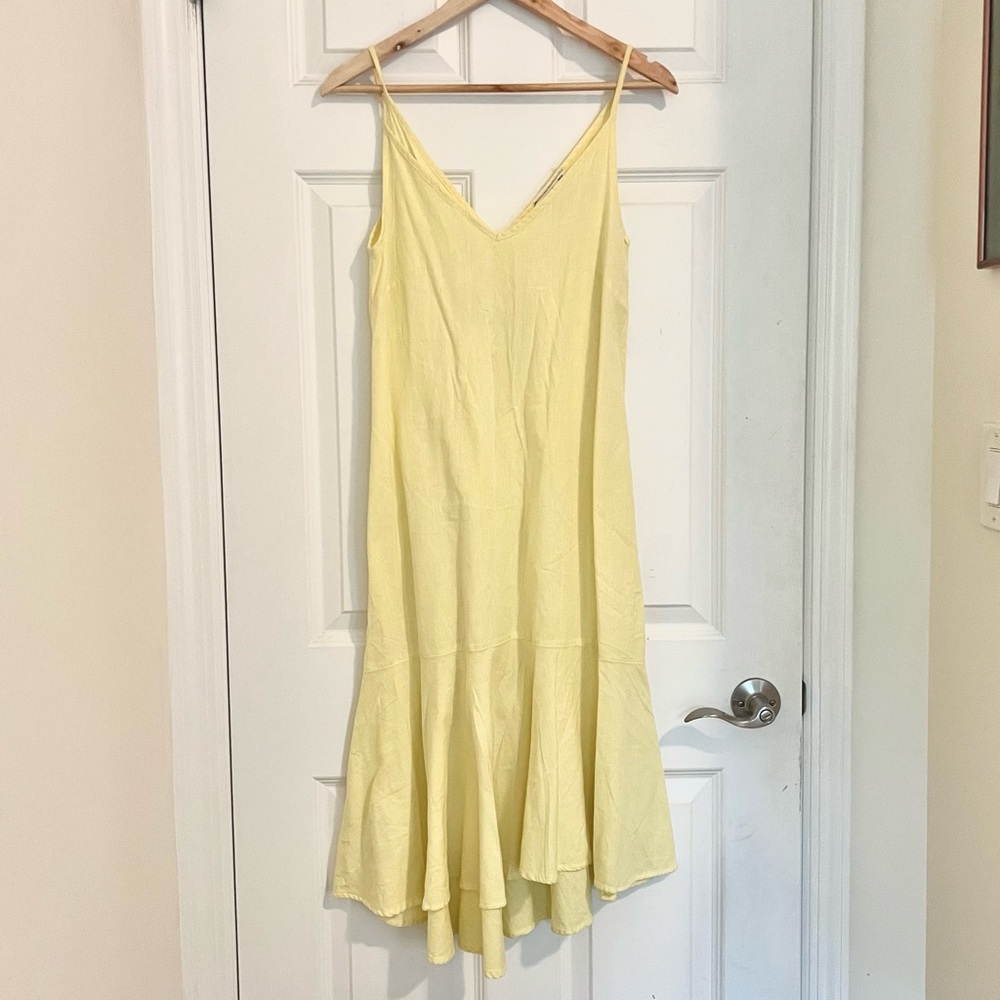 MNG Basics Yellow Linen Midi Dress | XS 2